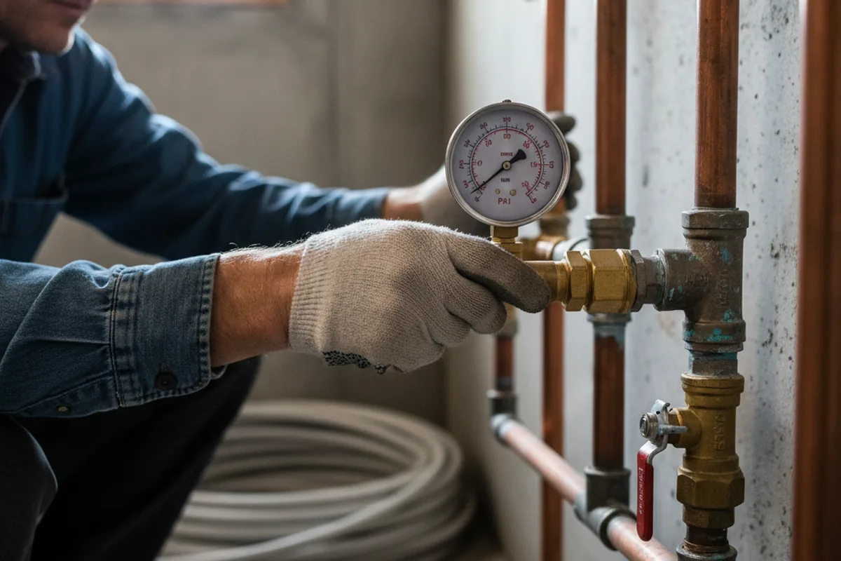 Pressure testing a repaired line during Water Line Repair in Coatsburg