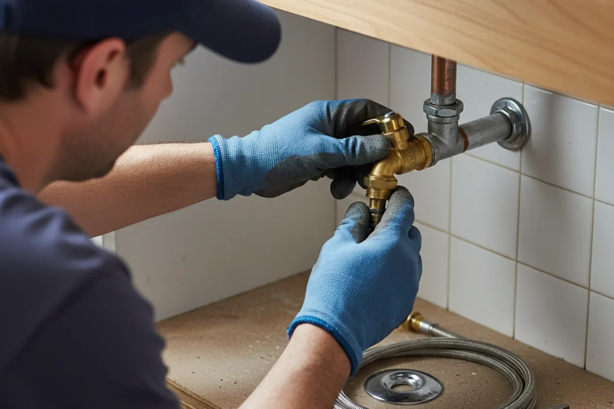 Shutoff valve and fitting work during Burst Pipe Repair in Coatsburg